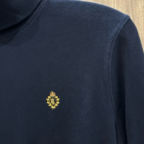 Lauren Ralph Lauren Medium Turtleneck Navy Blue Crest Logo - Picture 4 of 10